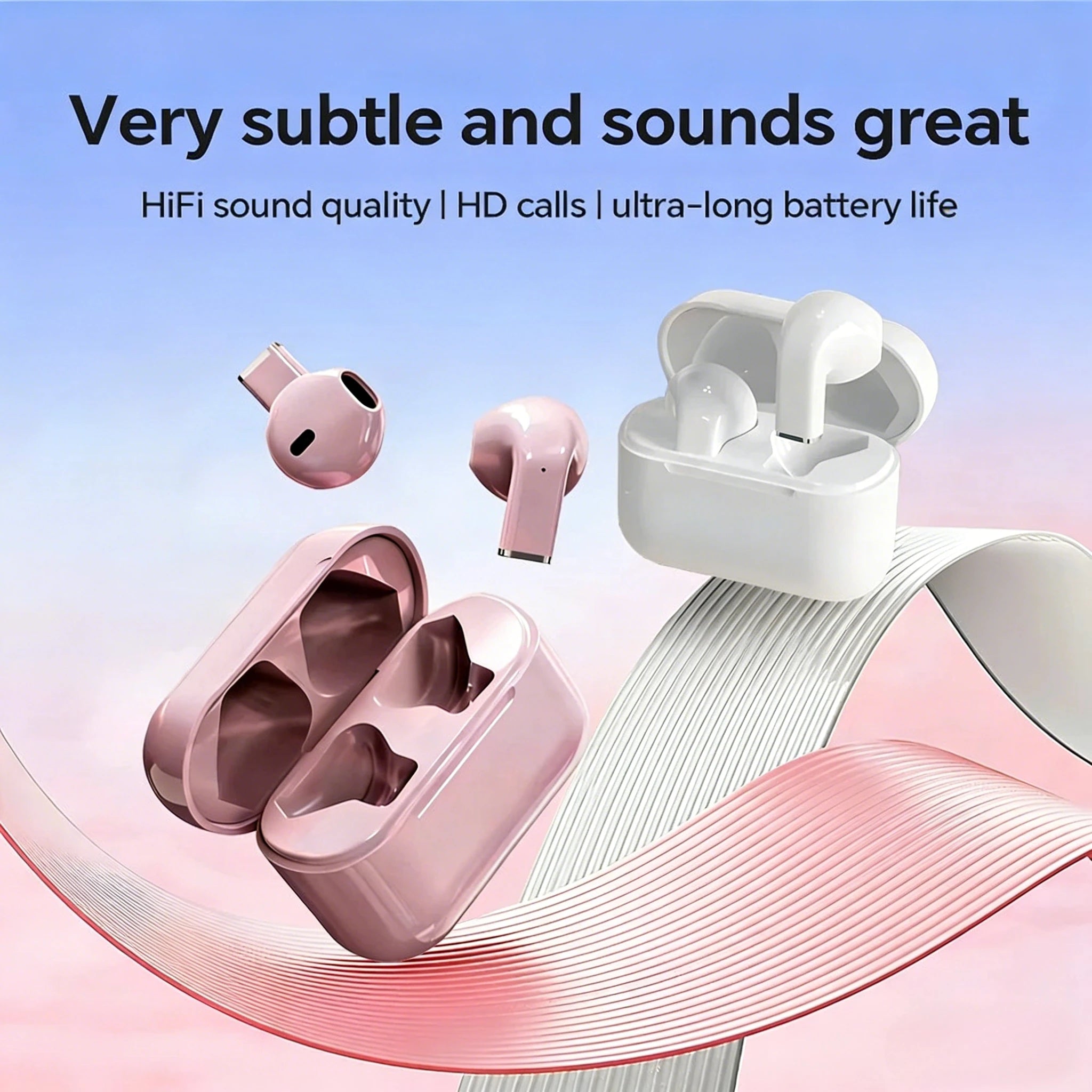 Mini Earphones Wireless Bluetooth Earbuds Long-Last TWS Noise Cancellation Headphones Extended Battery Life With Mic for Music