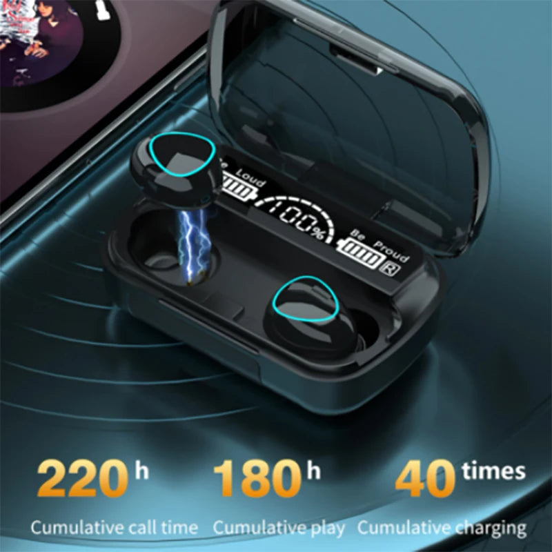 M10 TWS Earphones Bluetooth Headphones Wireless Headsets In-ear Earbuds Stereo 9D Hifi Sound With Mic 3500mAh Sport Buds