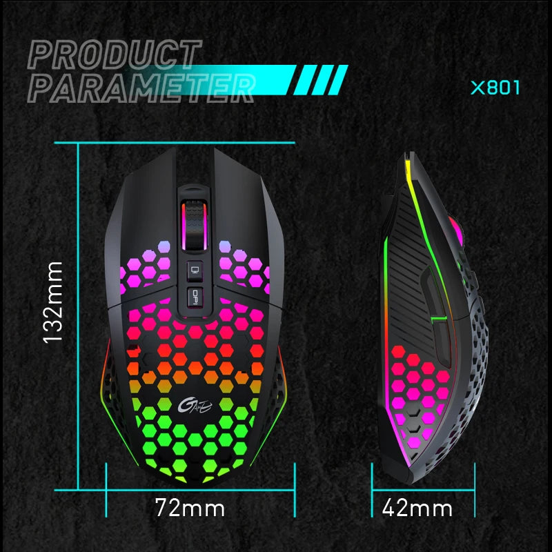 X801 Wired Gaming Mouse Design 7 Programmable Buttons Honeycomb Gaming Mouse RGB Backlit One-Click Desktop Gamer Mouse