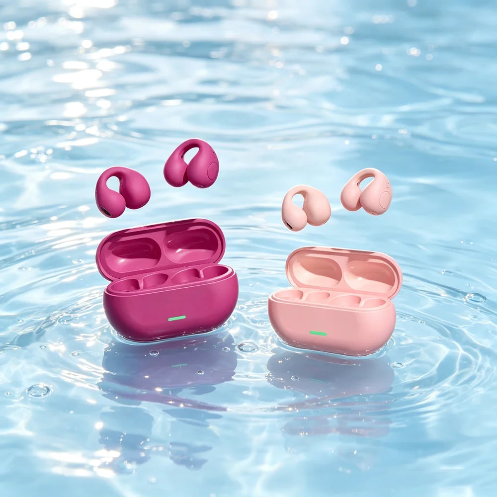 Wireless Ear Clip On Earphone Bluetooth-Compatible 5.3 Noise Canceling HiFi Stereo Headset Clip On Headphone for Running Fitness