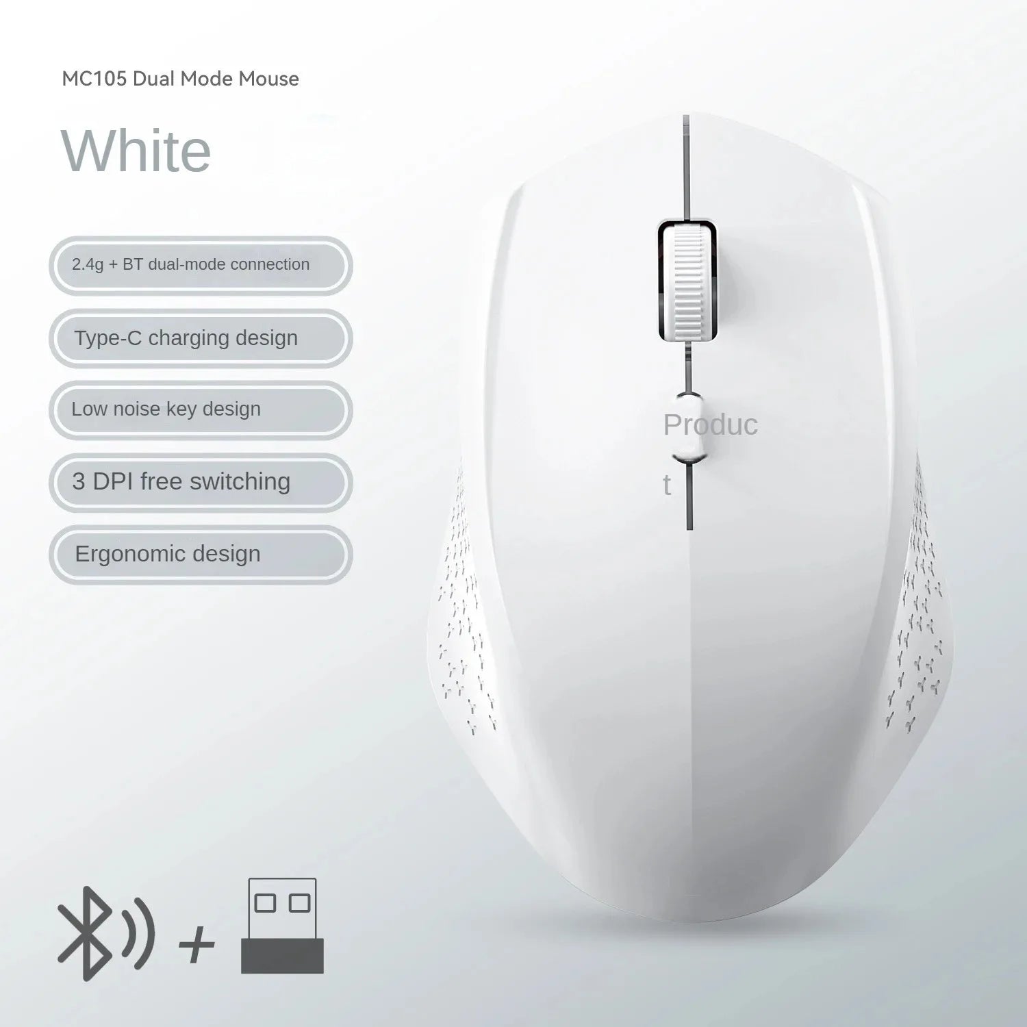 2.4G/Bluetooth Dual Mode Wireless Mice 1600 DPI Rechargeable Ergonomic Silent Mouse For Desktop/Laptop/iPad Computer accessories