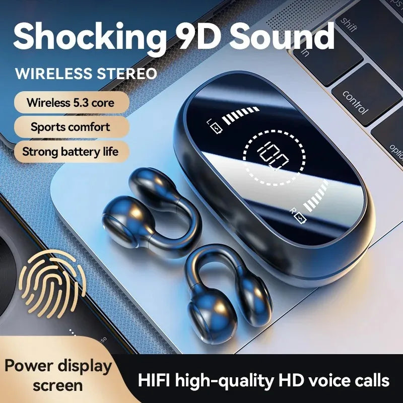 Bone Conduction Bluetooth Wireless Earbuds TWS Stereo Sports Headphones with Noise Cancelling Microphone for Daily Use