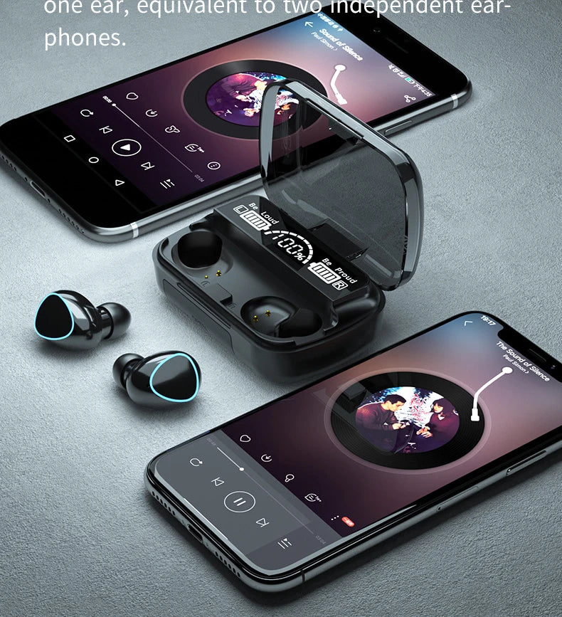 M10 TWS Earphones Bluetooth Headphones Wireless Headsets In-ear Earbuds Stereo 9D Hifi Sound With Mic 3500mAh Sport Buds